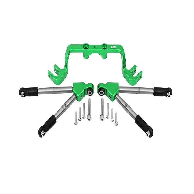 Aluminum Front Tie Rods With Stabilizer For C Hub For 1/10 Traxxas HOSS 4X4 VXL 90076-4 - 11Pc Set Green
