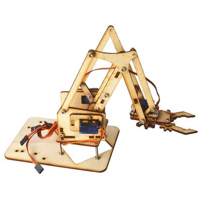 143 4 DOF Robot Arm Robotic Arm Kit Robot Arm Wood Robotic Mechanical Arm SG90 Servo for SNAM1500, for Students, DIY Enthusiasts