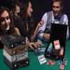 Leatherette Personalized Poker Set With Box Engraved With Monogram - Custom Gift for Wedding, Groomsmen, Dad, Poker Players (Black/Silver) view 2