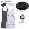 multifuns 2 Sets Black & White Kids Aprons and Chef Hat Set for Girls Boys Baking Cooking Painting 5-12 Ages view 3