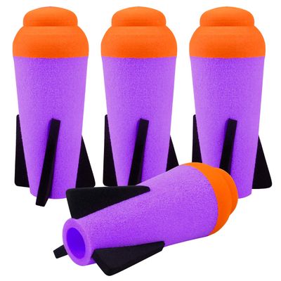Ruibytree Mega Missile Refill for Nerf N-Strike Elite Series, 4Packs, Compatible Darts Mega Missile Refill Bullets Foam Rockets for Nerf Party (Purple)