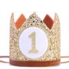 WAHAWU Baby Crown for 1st Birthday - First Birthday Party Decoration, Glitter Crown (Brown) view 1