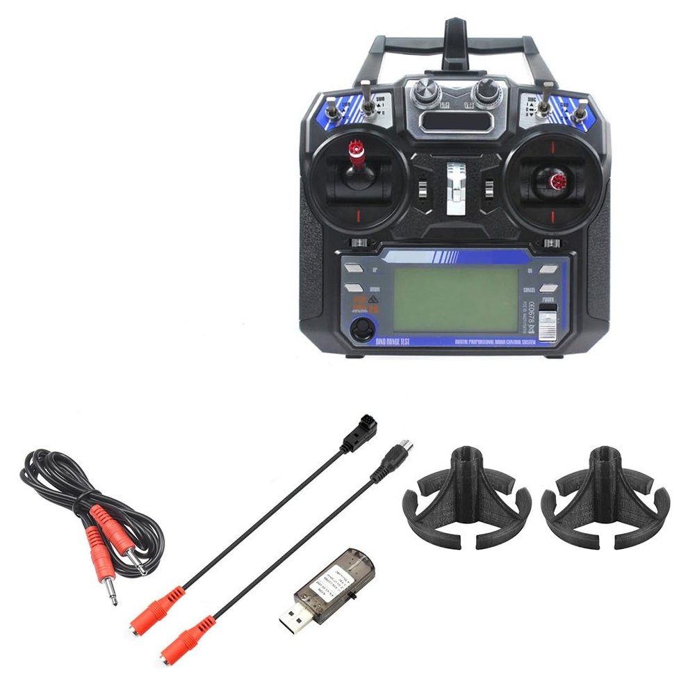 QWinOut RC Flight Simulation Kit 22 in 1 Simulator with FS I6 Transmitter & Remote Controller Rocker Mount for RC Aircraft Helicopter Parts (Black)