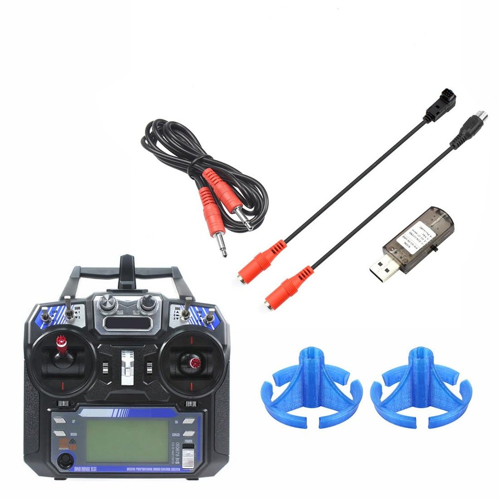 QWinOut RC Flight Simulation Kit 22 in 1 Simulator with FS I6 Transmitter & Remote Controller Rocker Mount for RC Aircraft Helicopter Parts (Blue)