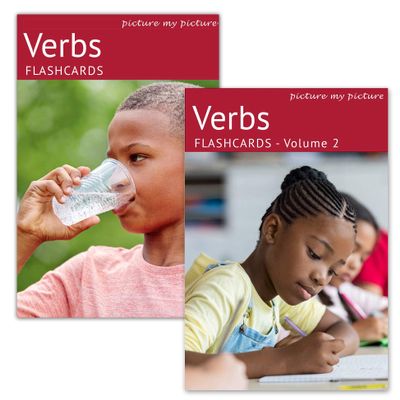 Picture My Picture Verbs Flash Card Bundle - Speech Therapy Tool for Vocabulary, Communication & Thinking, Scratch-Resistant with Activity Guide, Suitable for Education, ESL & ABA  Set of 80