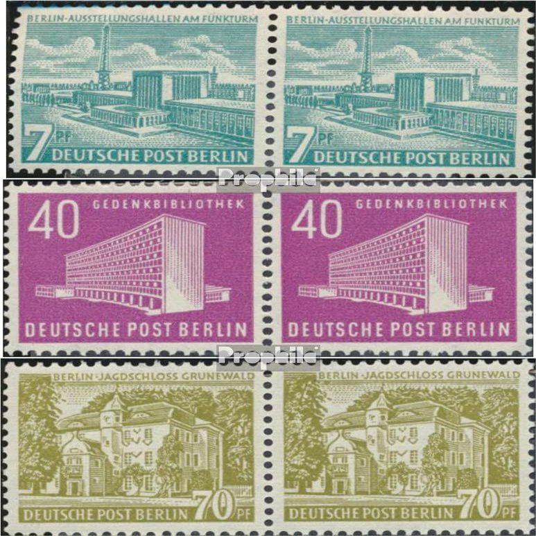 Berlin (West) 121wP-123wP Horizontal Couple (Complete.Issue.) unmounted Mint/Never hinged ** MNH 1954 Berlin Buildings (Stamps for Collectors)