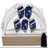 Cyber-Deals Craps Dice Kit - Authentic Las Vegas Casino 19mm Craps Dice (Set of 5), Acrylic Dice Boat, Dice Storage Pouch (Binion's (Blue Polished)) view 1