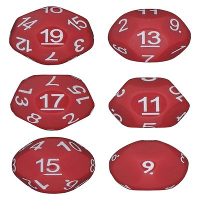 Impact! Miniatures - Red - Set of 6 Unusual Odd Sided dice - D9, D11, D13, D15, D17 & D19 - Cursed Dice