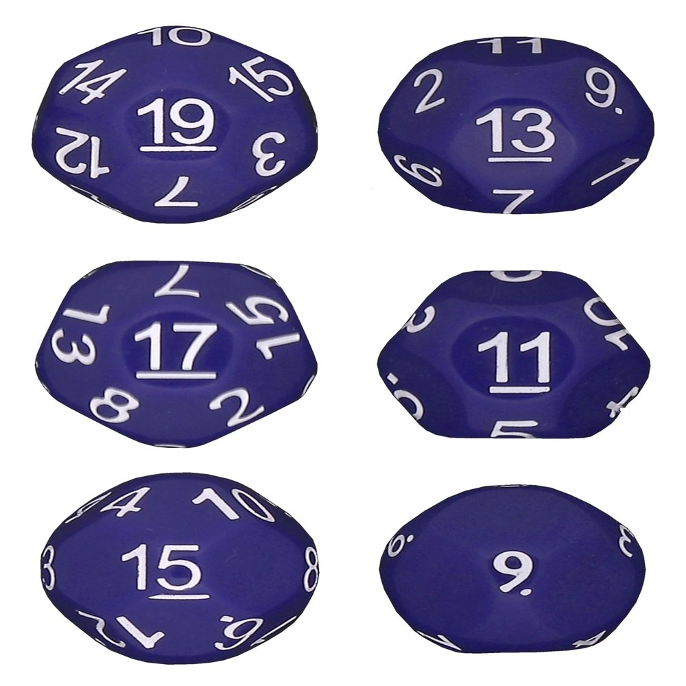 Impact! Miniatures - Purple - Set of 6 Unusual Odd Sided dice - D9, D11, D13, D15, D17 & D19 - Cursed Dice
