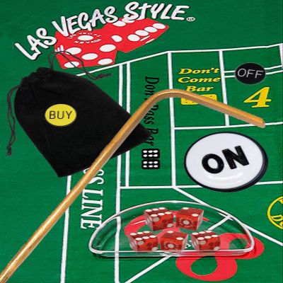Cyber-Deals Craps Kit Sets with Dice Stick & Acrylic Dice Boat, Featuring Authentic Las Vegas Casino Table-Played Dice (Caesar's Palace (Red Polished))