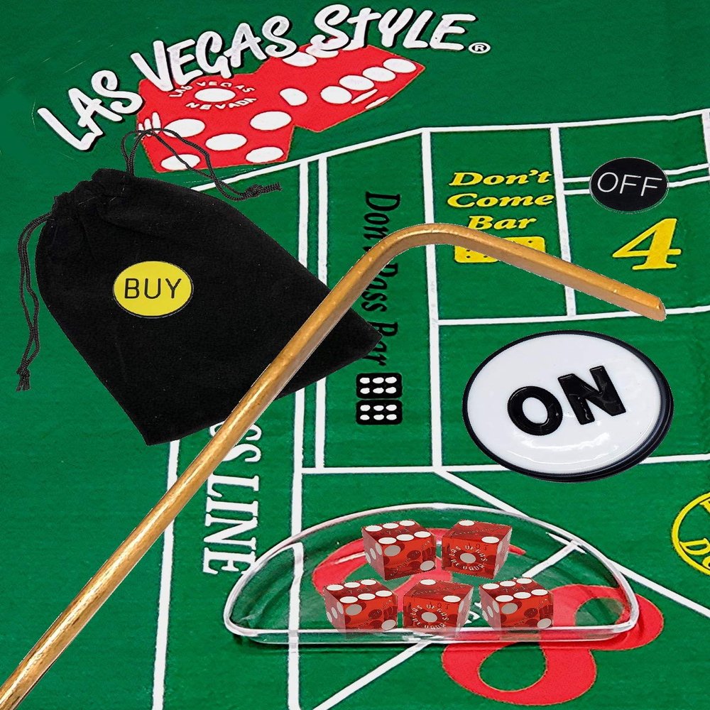 Cyber-Deals Craps Kit Sets with Dice Stick & Acrylic Dice Boat, Featuring Authentic Las Vegas Casino Table-Played Dice (Caesar's Palace (Red Polished))