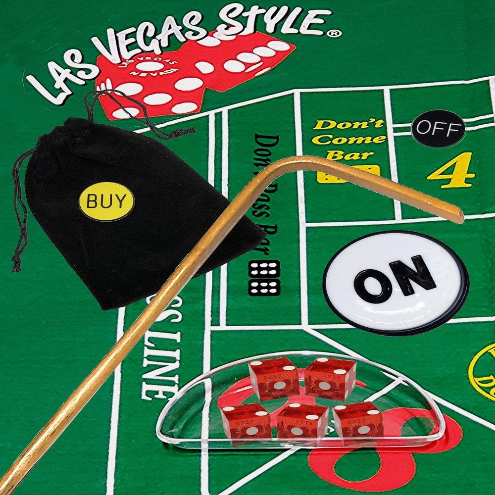 Cyber-Deals Craps Kit Sets with Dice Stick & Acrylic Dice Boat, Featuring Authentic Las Vegas Casino Table-Played Dice (Texas Station (Red Polished))