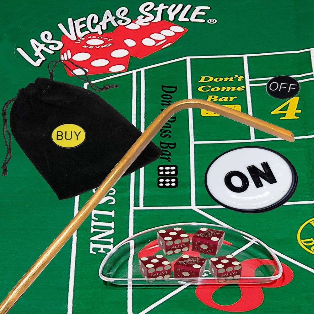 Cyber-Deals Craps Kit Sets with Dice Stick & Acrylic Dice Boat, Featuring Authentic Las Vegas Casino Table-Played Dice (Bally's (Purple Frosted))