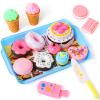 LOVESTOWN Pretend Desserts Toy Set, 15 PCS Play Food Desserts for Kids Kitchen, Toy Ice Cream Cupcake Baking Plastic Play Food for Girls Boys Birthday Gift view 1