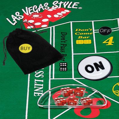 Cyber-Deals Craps Starter Kit Sets, Featuring Authentic Las Vegas Casino Table-Played Dice with Clear Acrylic Dice Boat (Caesar's Palace (Red Polished))