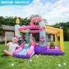 Doctor Dolphin Bounce House Inflatable Bouncy Castle with Blower for Toddlers Outdoor or Indoor Pink Bouncer House Jumping House Castle with Slide Dount Theme view 2