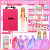 150 Pcs Doll Clothes and Accessories Playset with Dolls for Girls, Princess Gowns, Fashion Dresses, Swimsuits, Tops, Pants, Shoes, Bags Jewelrys in Closet for Doll Dress Up Fit for 11.5" Dolls view 3