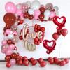 Valentines Red White Pink Balloons Garland, 100pcs 18" 12" 5" Latex Balloons Red Heart Shape Foil Balloon Red Heart Hanging for Galentines Womens Birthday Engagement Party Decorations view 4