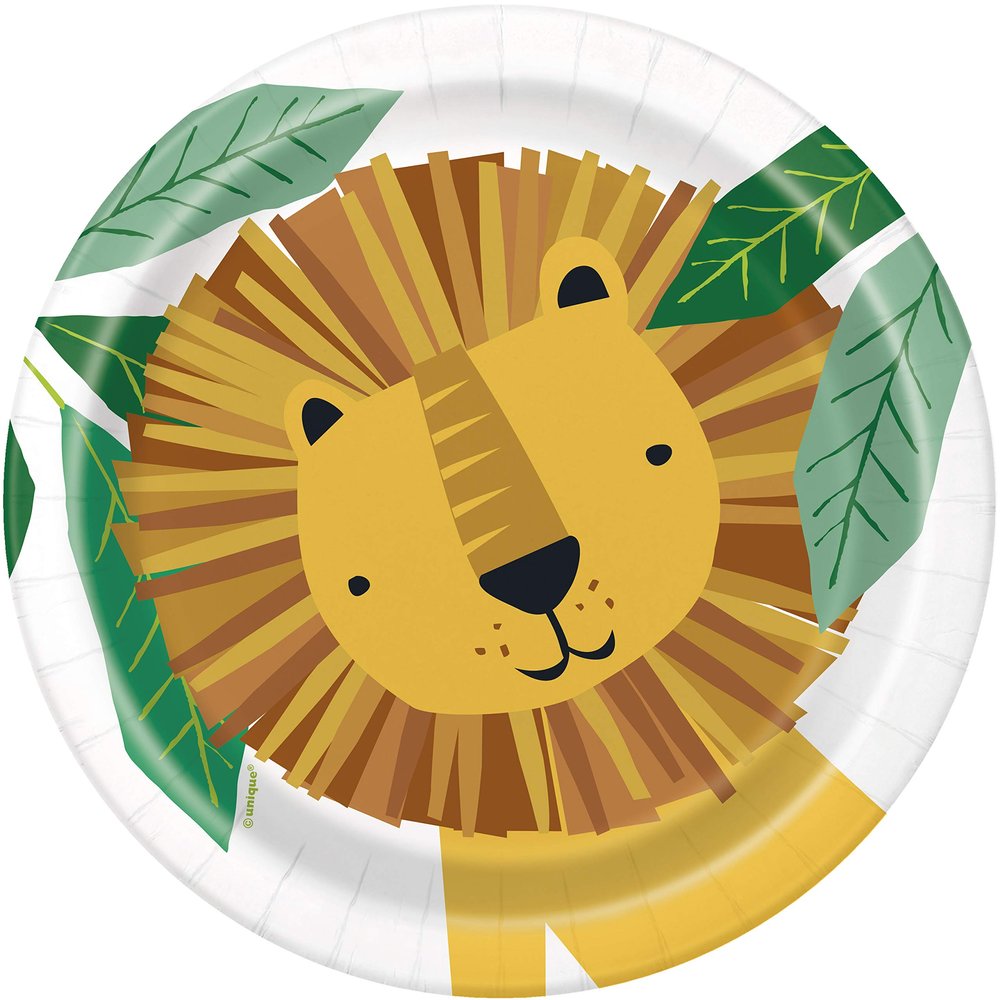 Animal Safari Adventure Round Paper Dessert Plates - 7" (Pack of 8) - Eco-Friendly Paper, Ideal for Kids' Birthdays & Jungle-Themed Parties