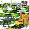 Dinosaur Tracks, 271 PCS Create A Dinosaur World Road Race for Kids Boys Toys Flexible Train Tracks Set with 2 Cool Race Cars and 2 Dinosaur Toys for Age 3 4 5 6 7 8 Year & Up Old Boy Girls Best Gift view 1