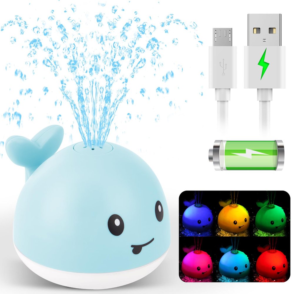 Baby Bath Toys for Kids Ages 1-3, Valentine Gifts for Baby 1 2 3 Year Boy Girl, Whale Bath Toy Sprinkler Light up Bath Toys for Babies 6-12 Months, Toddlers Bathtub Toys Newborn Baby Birthday Gifts