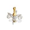 Hanukkah dreidel triple arrow shape made of sterling silver & brass Handle view 1