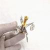 Hanukkah dreidel triple arrow shape made of sterling silver & brass Handle view 2
