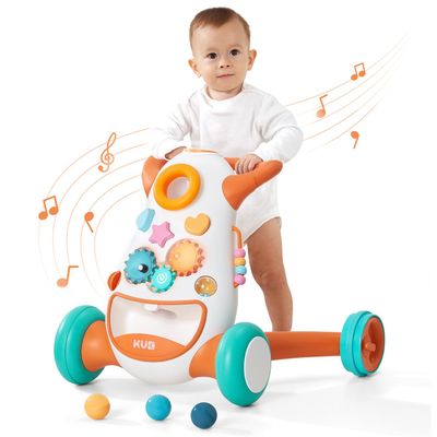 KB Montessori Baby Walker - Interactive Push Toy for Toddlers Learning to Walk with Soft Music & Lights, Adjustable Speed & Non-Slip Wheels, Educational Activity Center