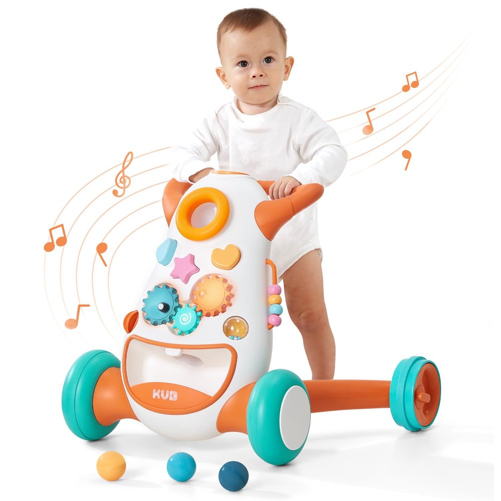 KB Montessori Baby Walker - Interactive Push Toy for Toddlers Learning to Walk with Soft Music & Lights, Adjustable Speed & Non-Slip Wheels, Educational Activity Center