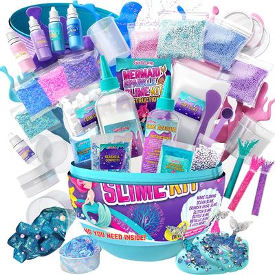 GirlZone Egg Surprise Mermaid Sparkle Slime Kit for Girls Ages 712, DIY Glow-in-The-Dark Slime Set with Glitter Add-Ins & 39 Pieces, Fun Creative Craft Activity, Easter for Kids