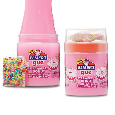 Elmers Gue Premade Slime Strawberry Donut Fluffy Slime Scented Includes Rainbow Sprinkle Add-Ins 2 Count
