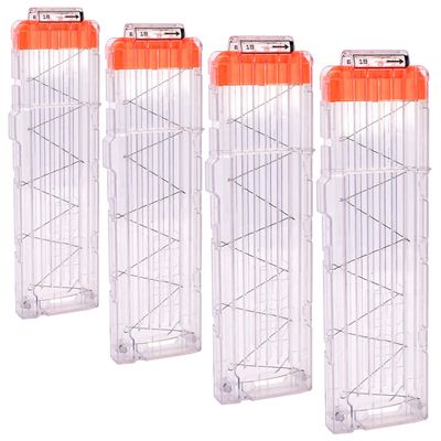 OIMIO Soft Bullet Clips 18-Darts Quick Reload Clips Magazine Clips for Nerf Toy Dart Gun 4pcs (Transparent White)