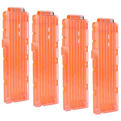OIMIO Soft Bullet Clips 18-Darts Quick Reload Clips Magazine Clips for Nerf Toy Dart Gun 4pcs (White and Orange)