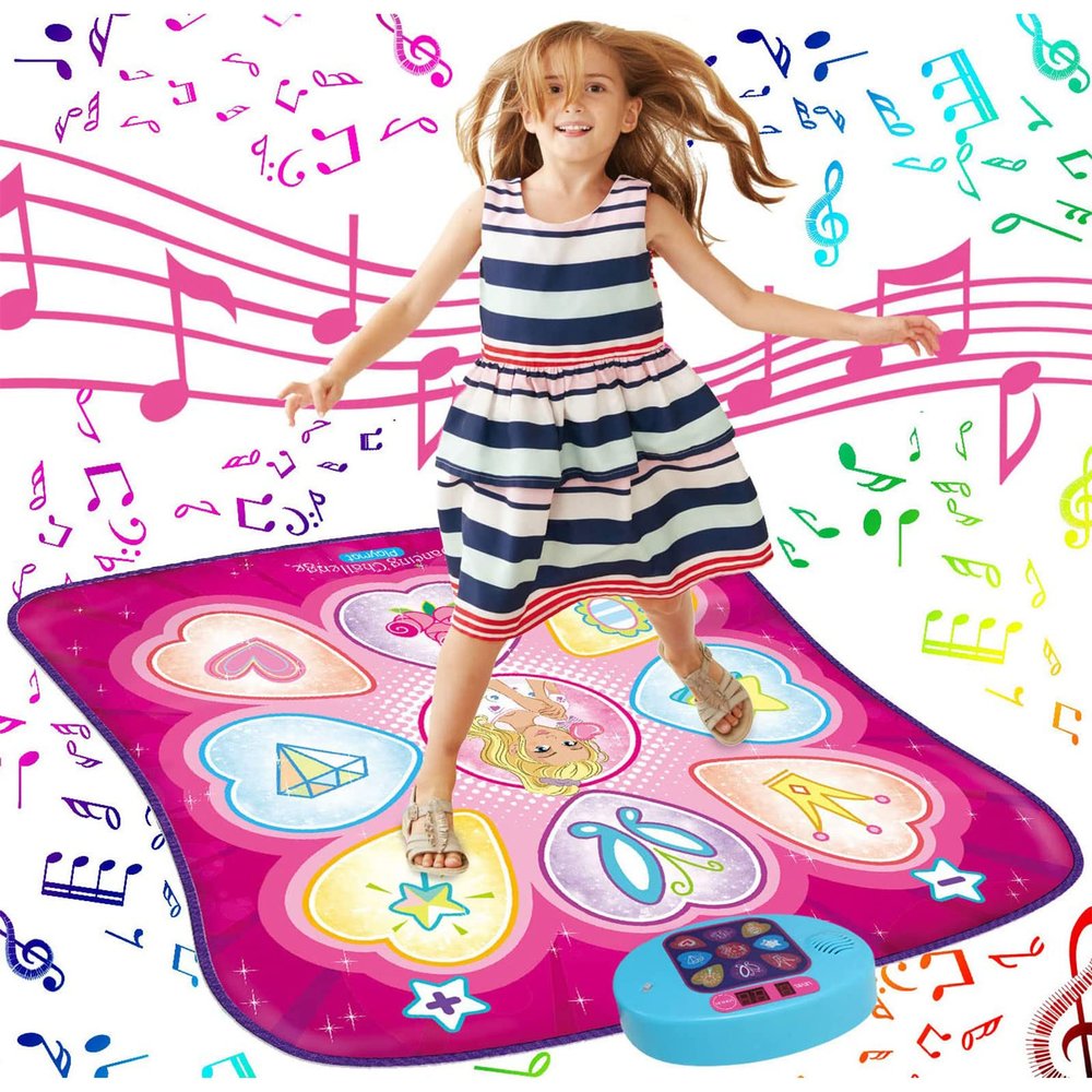SUNLIN Dance Mat for Girls Ages 3-8, Interactive Dancing Game Pad, Pink