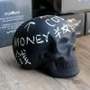 Black Skull Piggy Bank DIY Chalk Doodling Ceramic Ornaments Halloween Home Decoration Gifts for Kids (Black) view 2