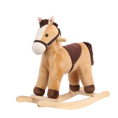 Rock My Baby Rocking Horse, Rocking Animal with Realistic Sound, Stuffed Rocker for Toddlers 18M+, Soft Filling Ride on Pony, Light Brown Horse, CPC Certified