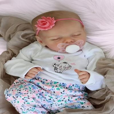 JIZHI Lifelike Reborn Baby Dolls Girl, 17 Inch Real Baby Doll Soft Body Realistic Newborn Vinyl Silicone Baby Doll Full Body Poseable Real Life Baby Dolls with Feeding Kit Gift Box for Kids Age 3+