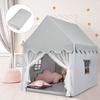 Costzon Kids Play Tent, Large Playhouse w/Washable Mat, Windows, Solid Wood Frame, Indoor Outdoor Princess Tent for Children Boys & Girls, Castle Fairy Tent, Holiday Birthday Gift (Gray) view 1