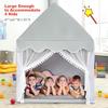 Costzon Kids Play Tent, Large Playhouse w/Washable Mat, Windows, Solid Wood Frame, Indoor Outdoor Princess Tent for Children Boys & Girls, Castle Fairy Tent, Holiday Birthday Gift (Gray) view 3