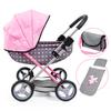 Bayer: Pram Cosy, Fairy Poka Dot Grey Pink - Includes Blanket+Pillow+Handbag, for Dolls Up to 18", Ages 3+ view 1