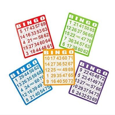 Fun Express Bulk Bingo Cards - 100 Pack, Bright Colored