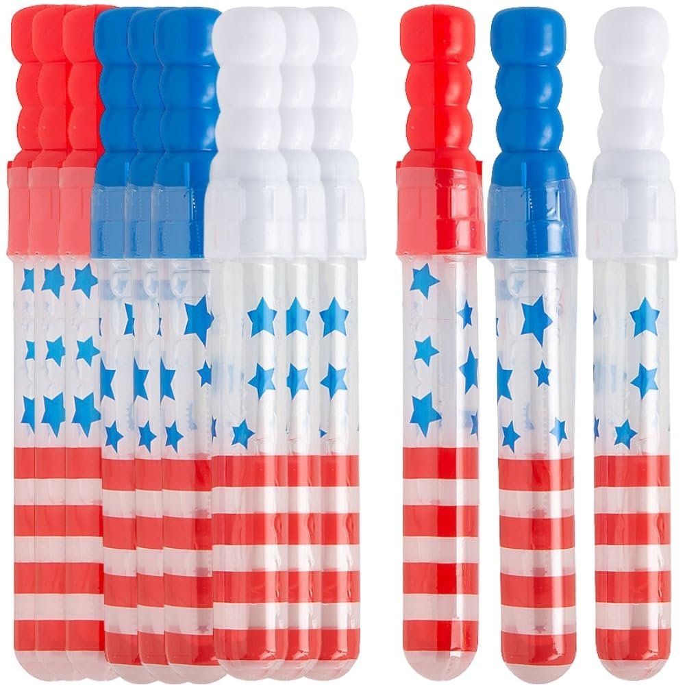 Patriotic MINI Bubble Wands - Toys - 12 Pieces