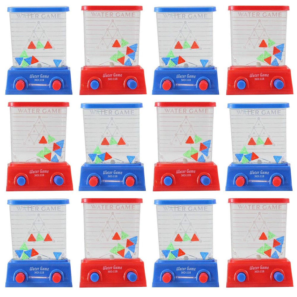 Curious Minds Busy Bags 12 Small Water Games Triangle Challenge - Push Button to Put Triangles in Slot - Hand Held Travel Arcade Game Party Favor (Bulk - 12 Water Games)