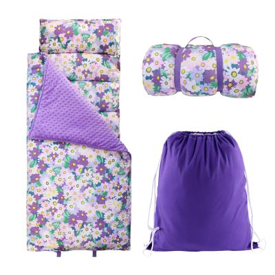 Hi Sprout Nap Mat with Removable Pillow and Soft Blanket, Lightweight Sleeping Bag, Travel Slumber (Blooming Flowers)