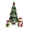 BuyRussianGifts Small Christmas Tree Authentic Russian Nesting Dolls Handcrafted Nesting Set of 3 Stacking Dolls 6 inch Tall view 1