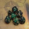 CREEBUY Polyhedral DND Dice Set Glitter Dice for Dungeon and Dragons D&D RPG Role Playing Games Green Mix Black Nebula Dice view 4