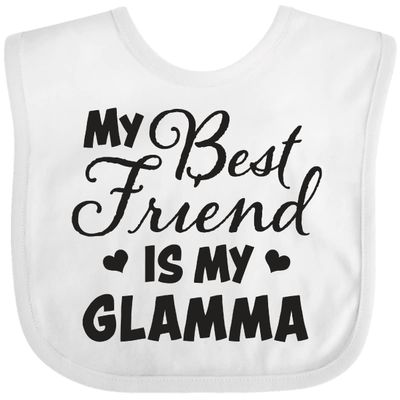 inktastic My Best Friend Is My Glamma with Hearts Baby Bib White 2e8b5