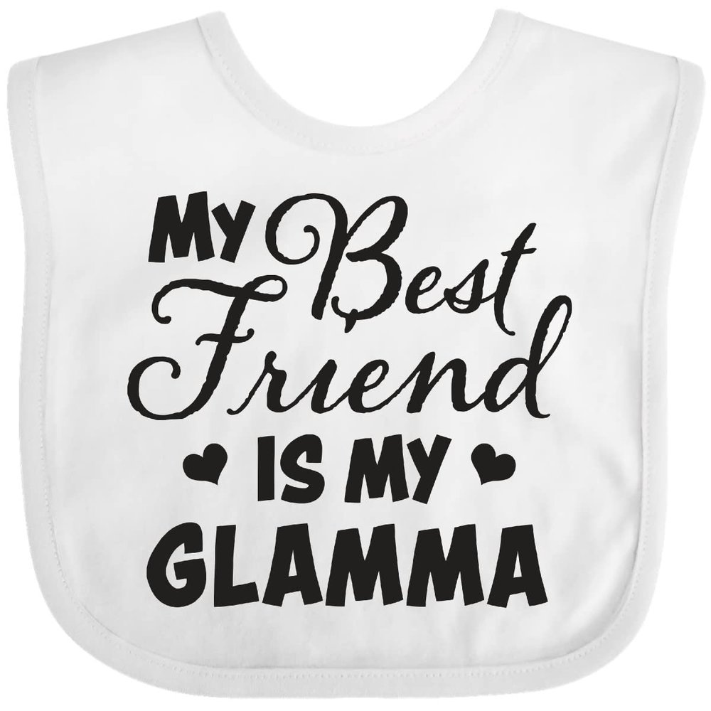 inktastic My Best Friend Is My Glamma with Hearts Baby Bib White 2e8b5