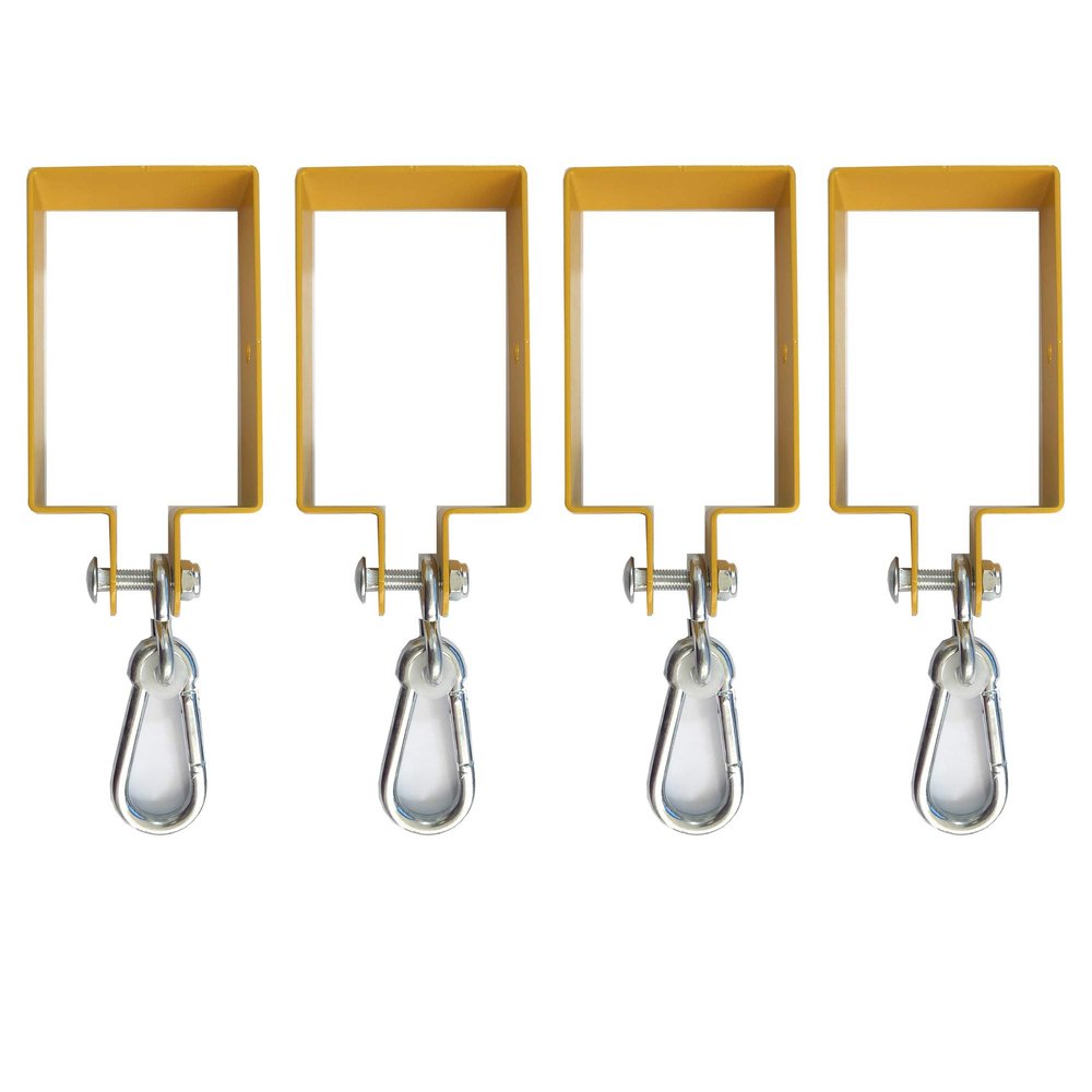 Hi Flame Heavy Duty Steel Swing Hangers for Wooden Sets Includes Snap Hooks. for Connecting to a 4"x6" Beam (Yellow, Set of 4)