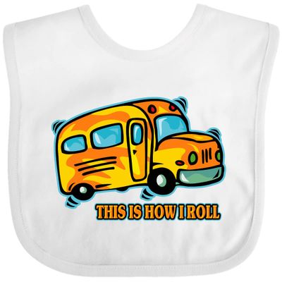 inktastic How I Roll School Bus Baby Bib White 27d30